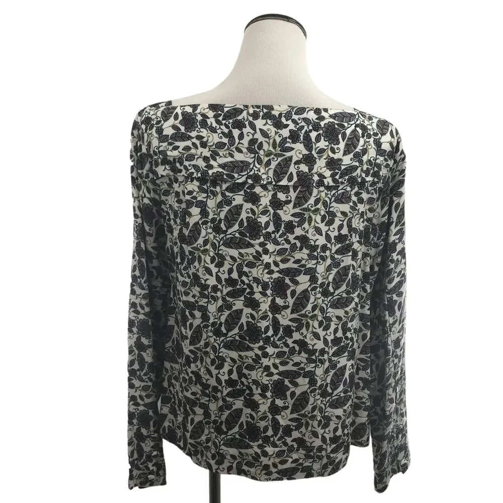 J. Crew Ivory Jungle Floral Drapey Boatneck Top